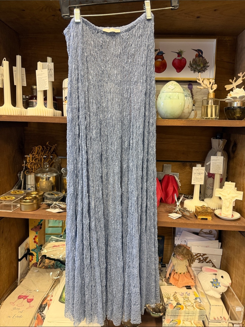 Zara Light Blue Textured Floor-Length lace skirt Panel - Home Accents